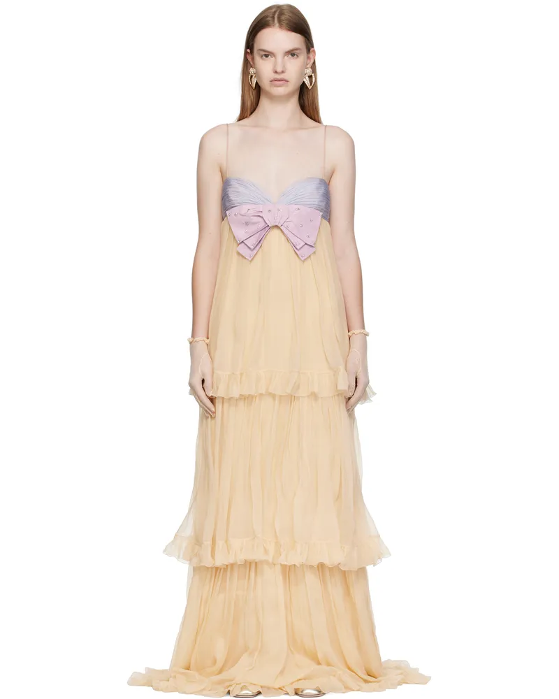 Valentino Garavani Beige Silk Maxi Dress A6z