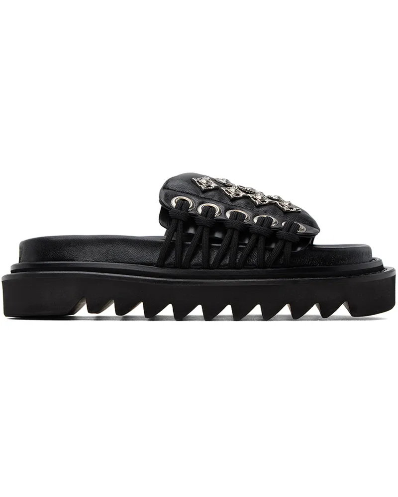 Toga Black Lace-Up Sandals Aj1269