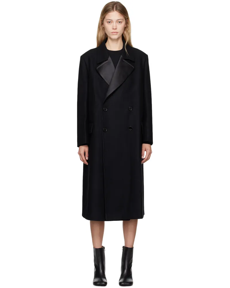 Maison Margiela Black Double-Breasted Wool Coat 900