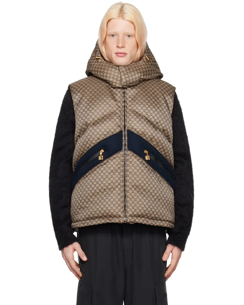 Balmain Brown Mini Monogram Vest Wet