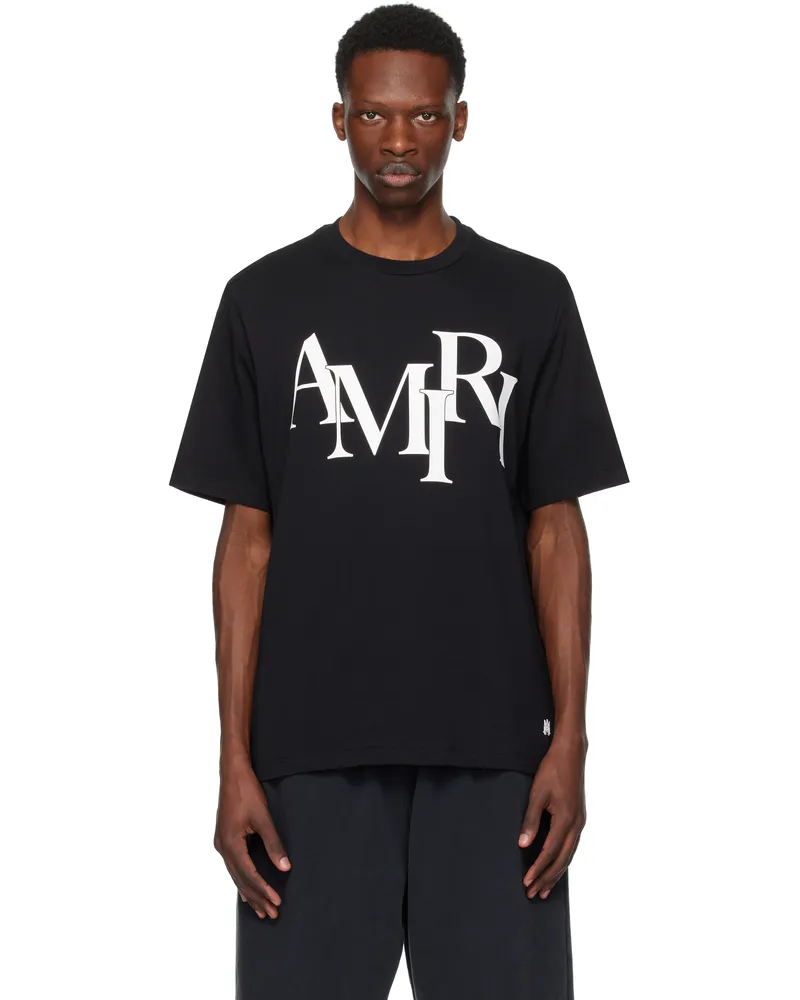Amiri Black 'Amiri' Staggered Logo T-shirt Black