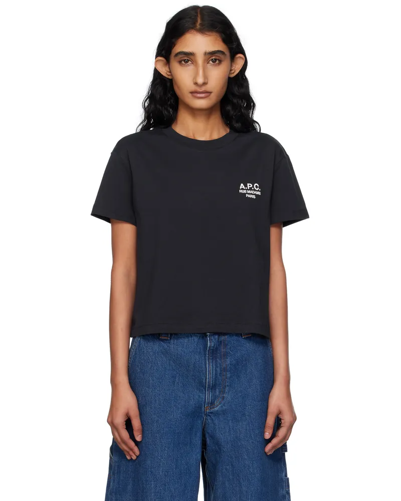 A.P.C. Navy Boxy 'Rue Madame' T-shirt Tiq
