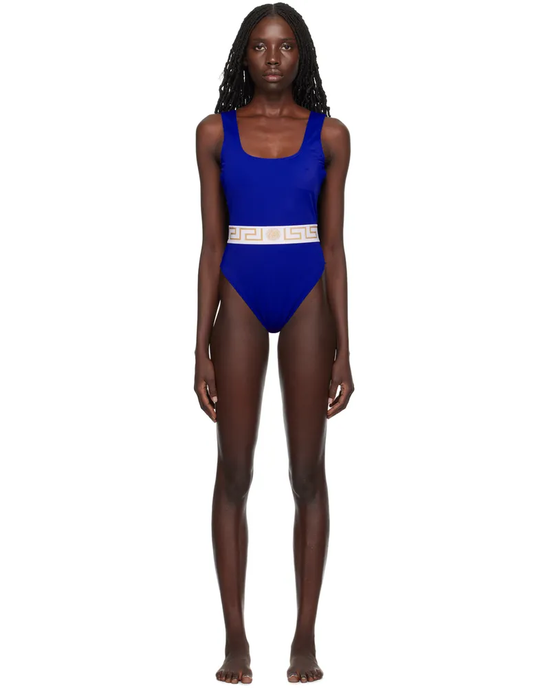 Versace Blue Greca Swimsuit 2ur30