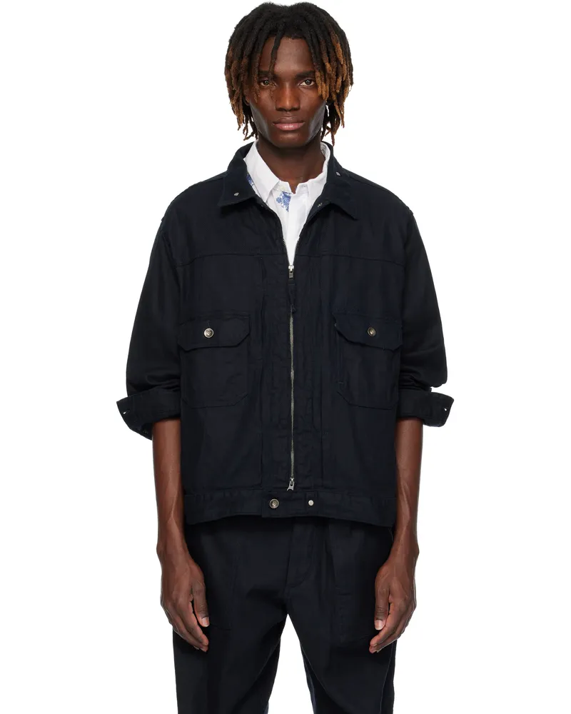 Engineered Garments Navy Trucker Jacket Zt217