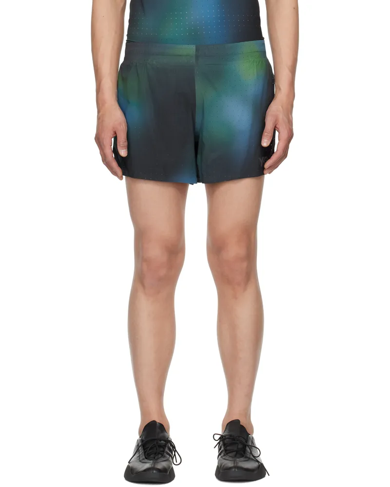 Y-3 Green Allover Print Running Shorts Multicolour
