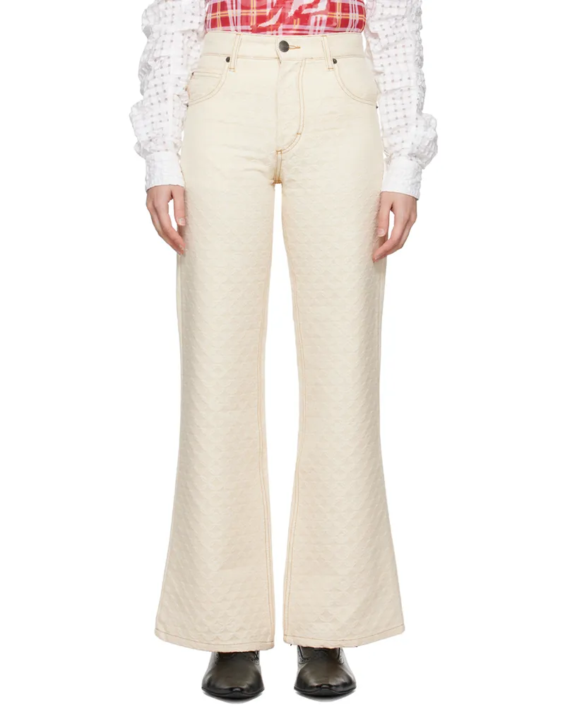 Charles Jeffrey Loverboy Beige Five-Pocket Jeans Ecru