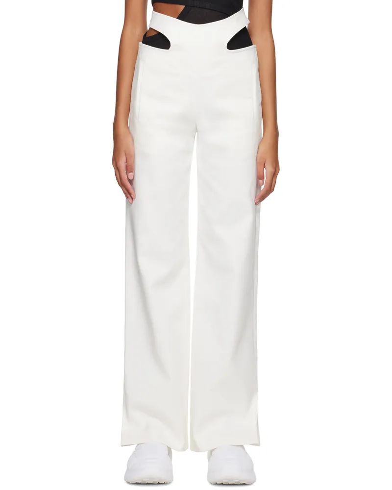 Dion Lee White Y-Front Buckle Trousers Ivory