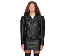 Black Crystal-Cut Leather Jacket