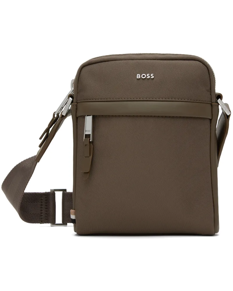 HUGO BOSS Brown Canvas Bag 361-open