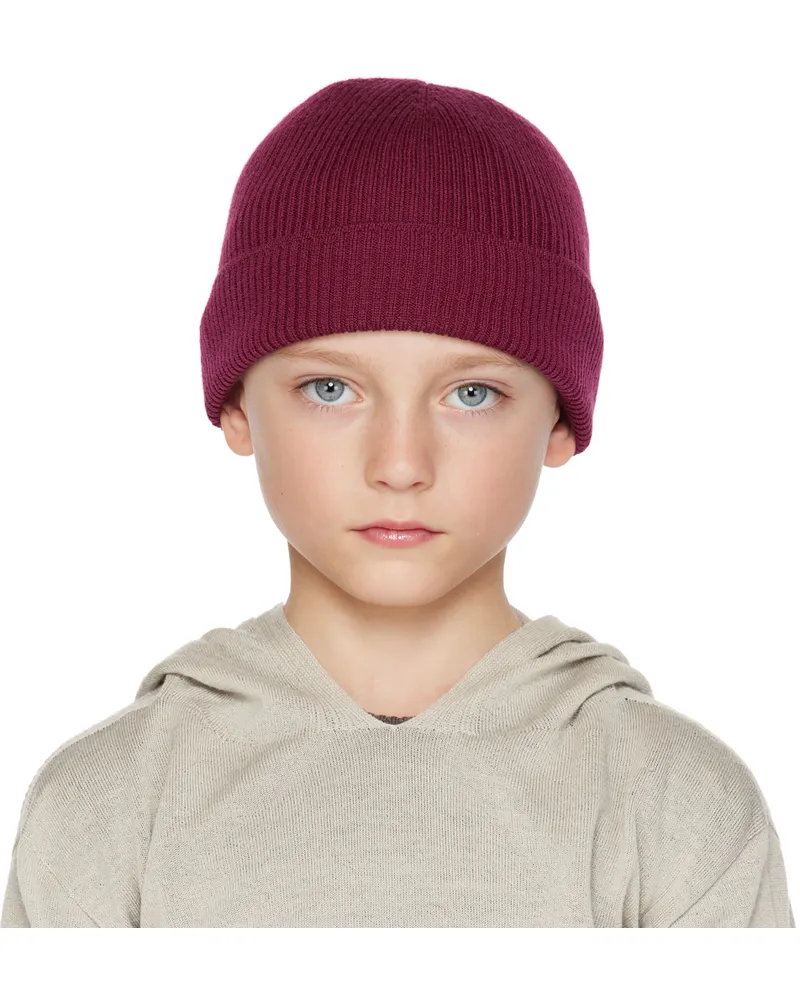 Rick Owens Kids Pink Rib Knit Beanie Fuchsia