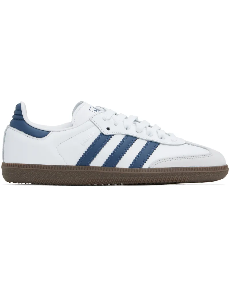 adidas White & Navy Samba OG Sneakers Ftwr