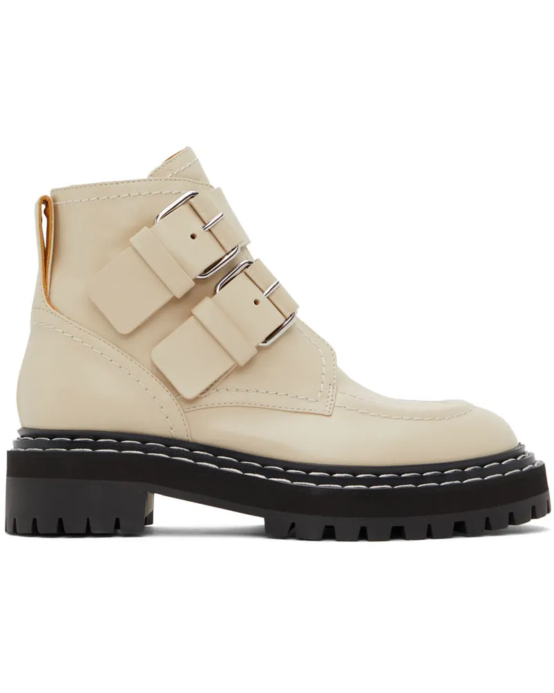 Proenza Schouler Beige Lug Sole Buckle Boots 16054