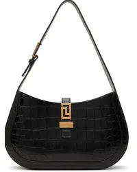 Versace Black Croc-Embossed Bag 1b00v-black-gold