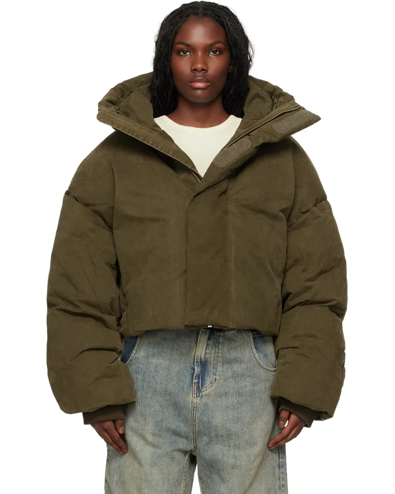 Entire Studios Khaki MML Hooded Puffer Down Jacket Hunter