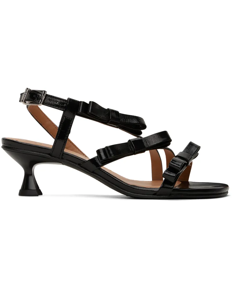 Ganni Black Multi Bow Mid Heeled Sandals 099