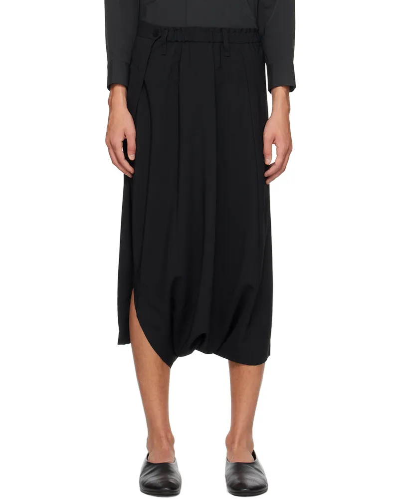 Issey Miyake Black Seamless Bottoms Basic Trousers 15-black