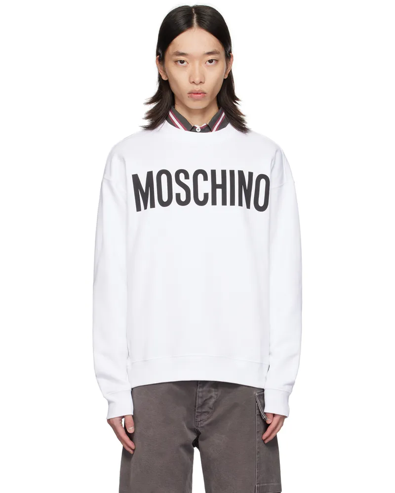 Moschino White Printed-Logo Sweatshirt Multi