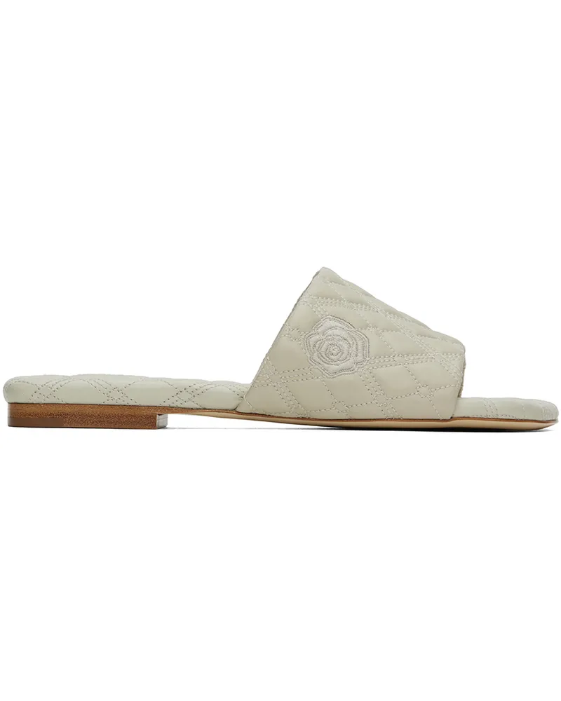 Burberry Beige Leather Quilt Sandals Plaster