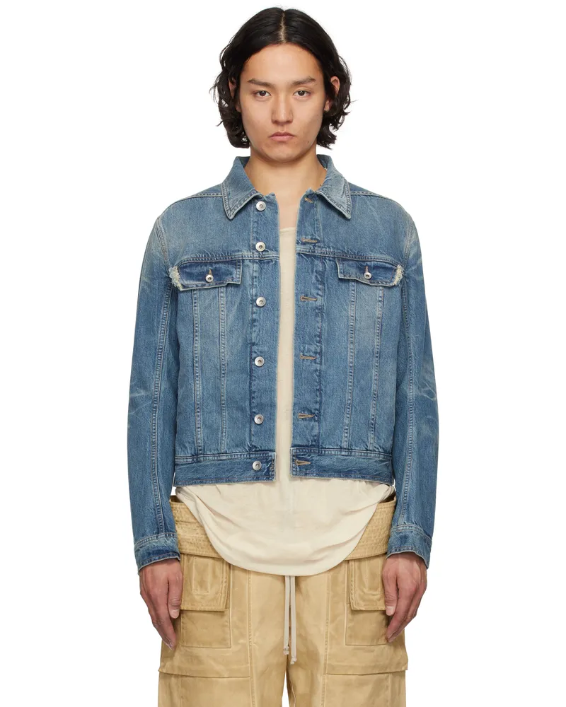 DRKSHDW by Rick Owens Indigo Hollywood Trucker Denim Jacket 06