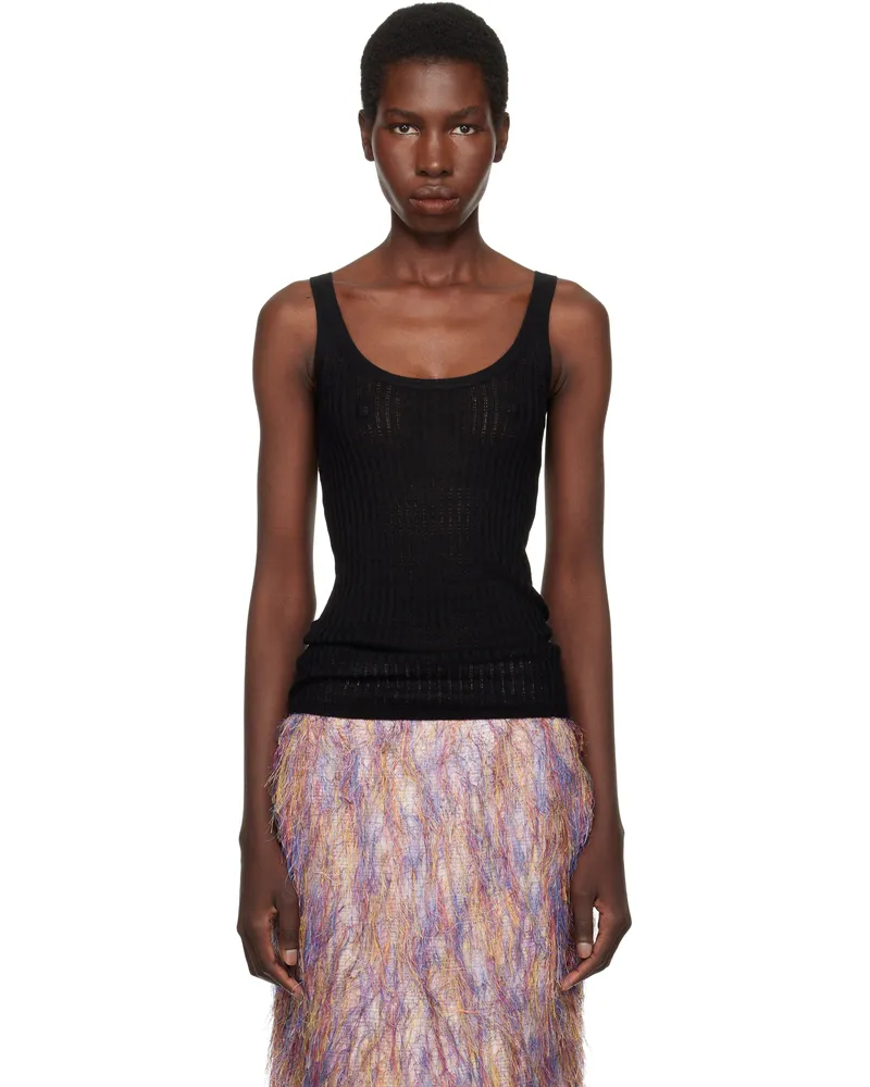 Gabriela Hearst Black Nevin Pointelle Knit Tank Top Blk