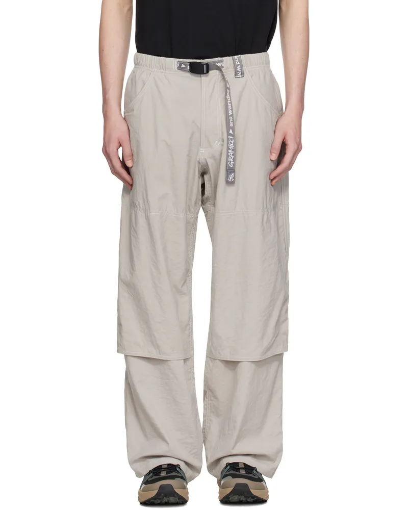 and wander Gray Gramicci Edition Nylon Double Knee Trousers L.grey