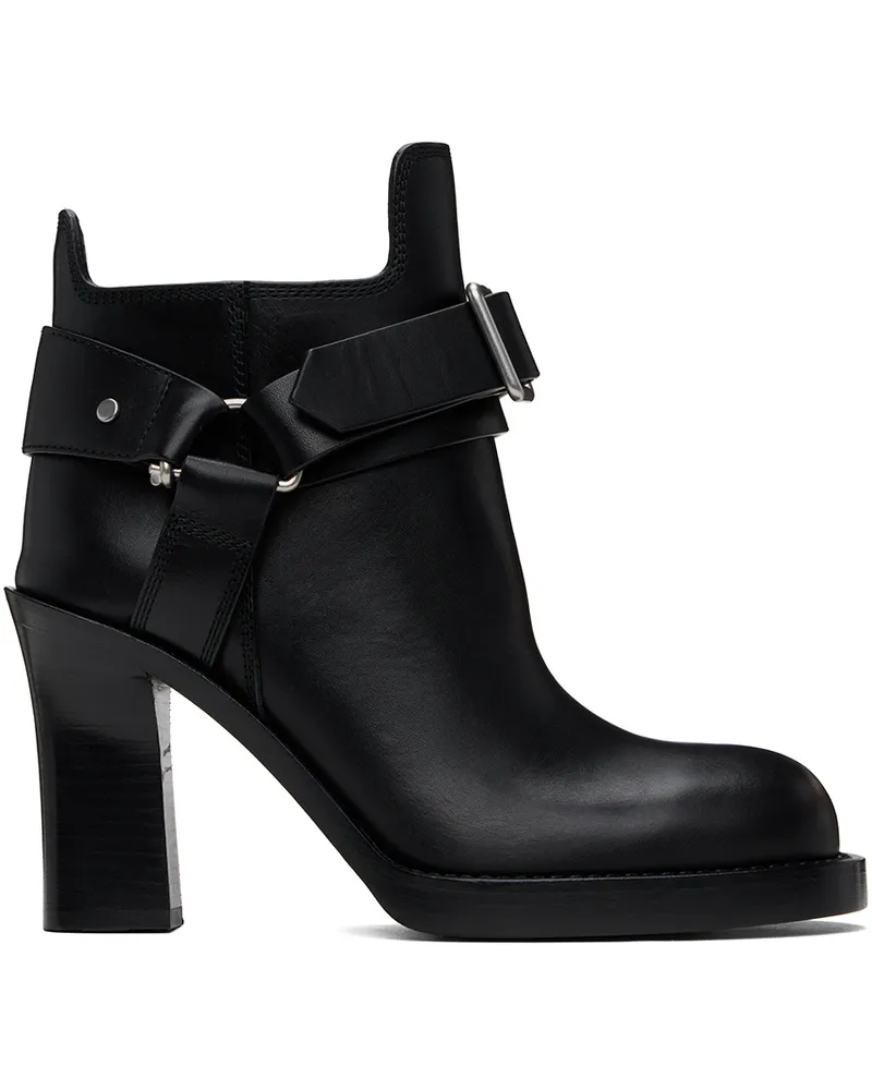 Burberry Black Leather Stirrup Low Boots Black