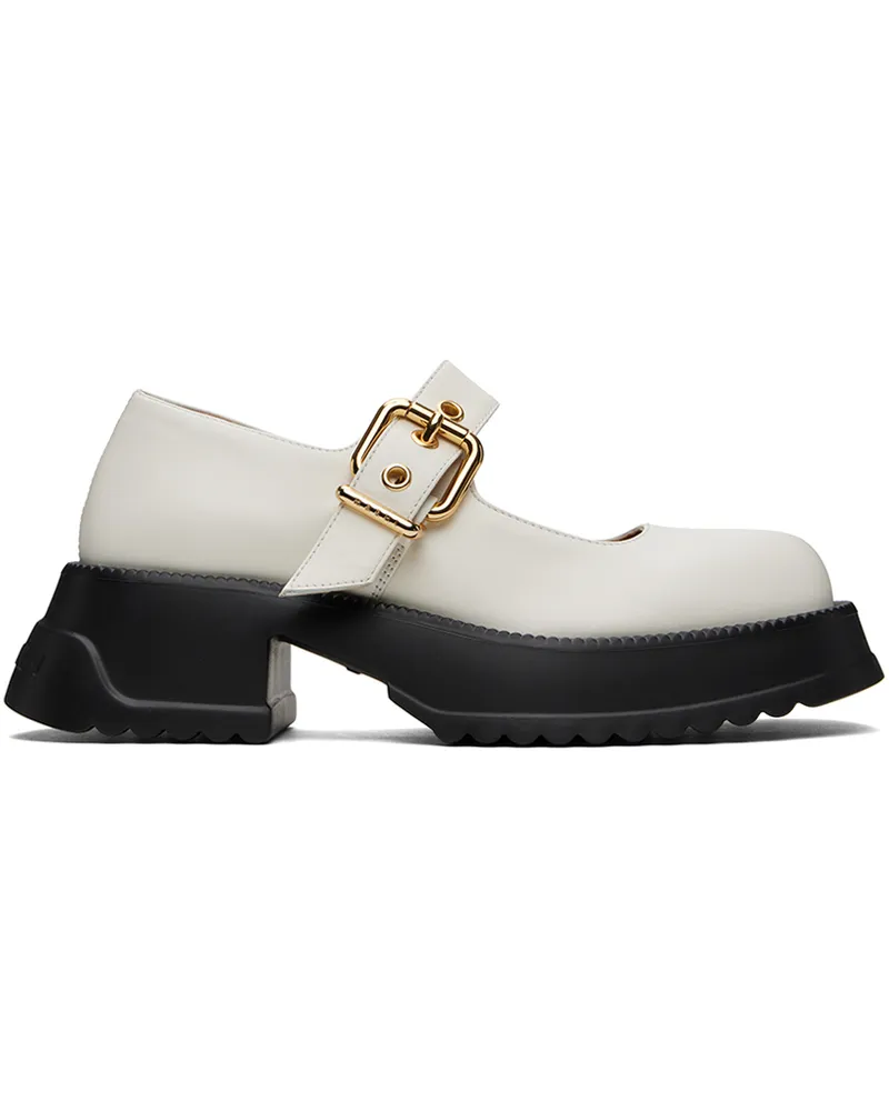 Marni White Leather Mary Jane Loafers 00w01