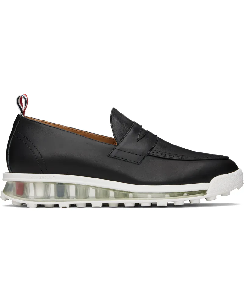 Thom Browne Black Clear Tech Runner Sole Penny Loafers 001black