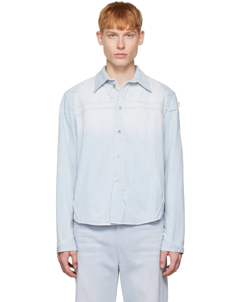 OPEN YY SSENSE Exclusive Blue Ripped Denim Jacket Blue