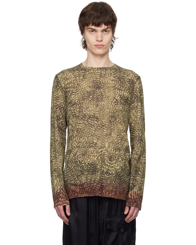 Dries van Noten Khaki Printed Cotton T-shirt 901