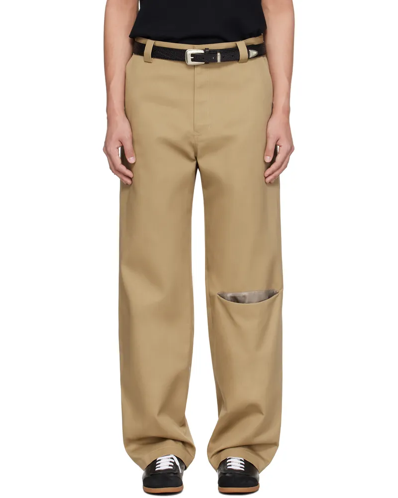 Commission Tan Slash Chino Trousers Taupe