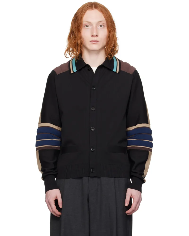 kolor Black Paneled Cardigan F-black