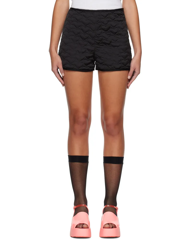 Anna Sui Black Quilted Hearts Shorts Black
