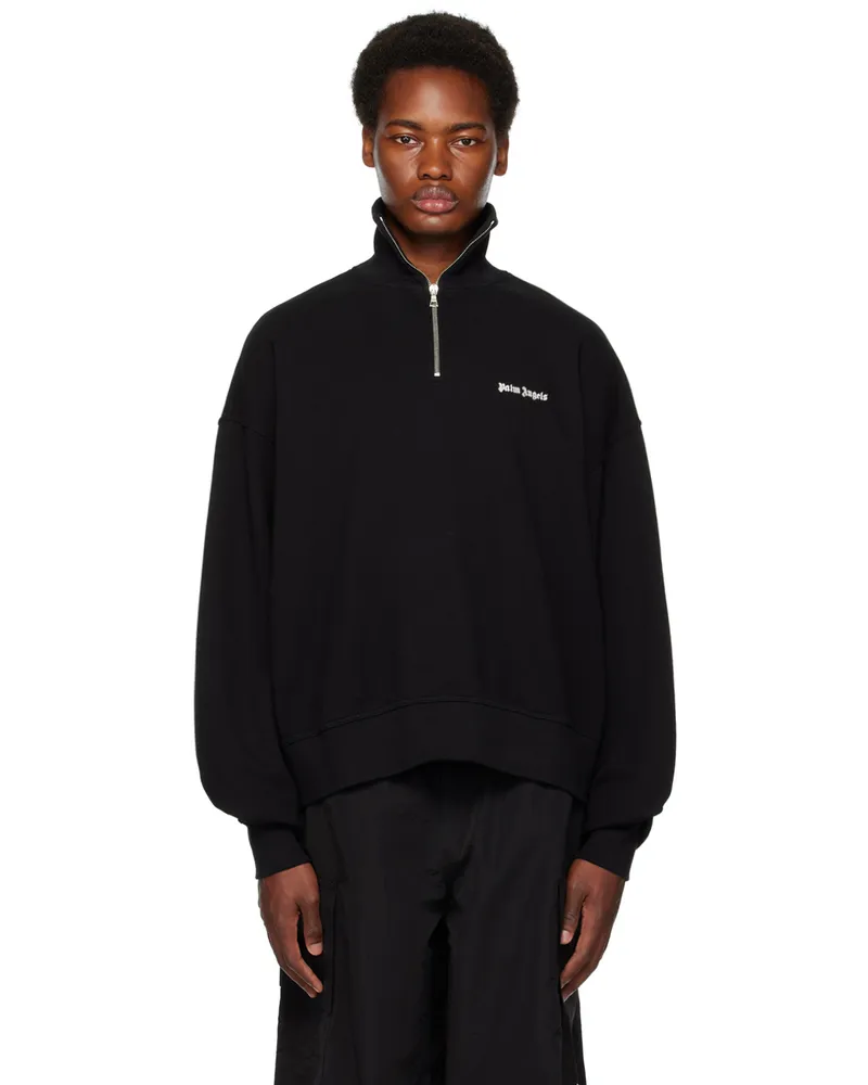 Palm Angels Black Quarter Zip Sweatshirt Black