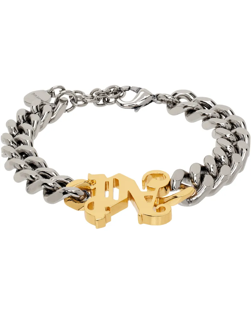 Palm Angels Silver Monogram Chain Bracelet Silver