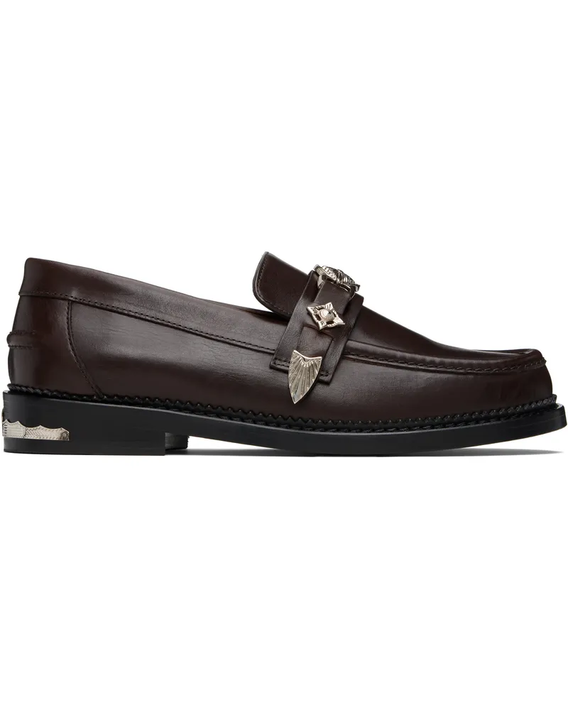 Toga SSENSE Exclusive Brown Metal Loafers Dark