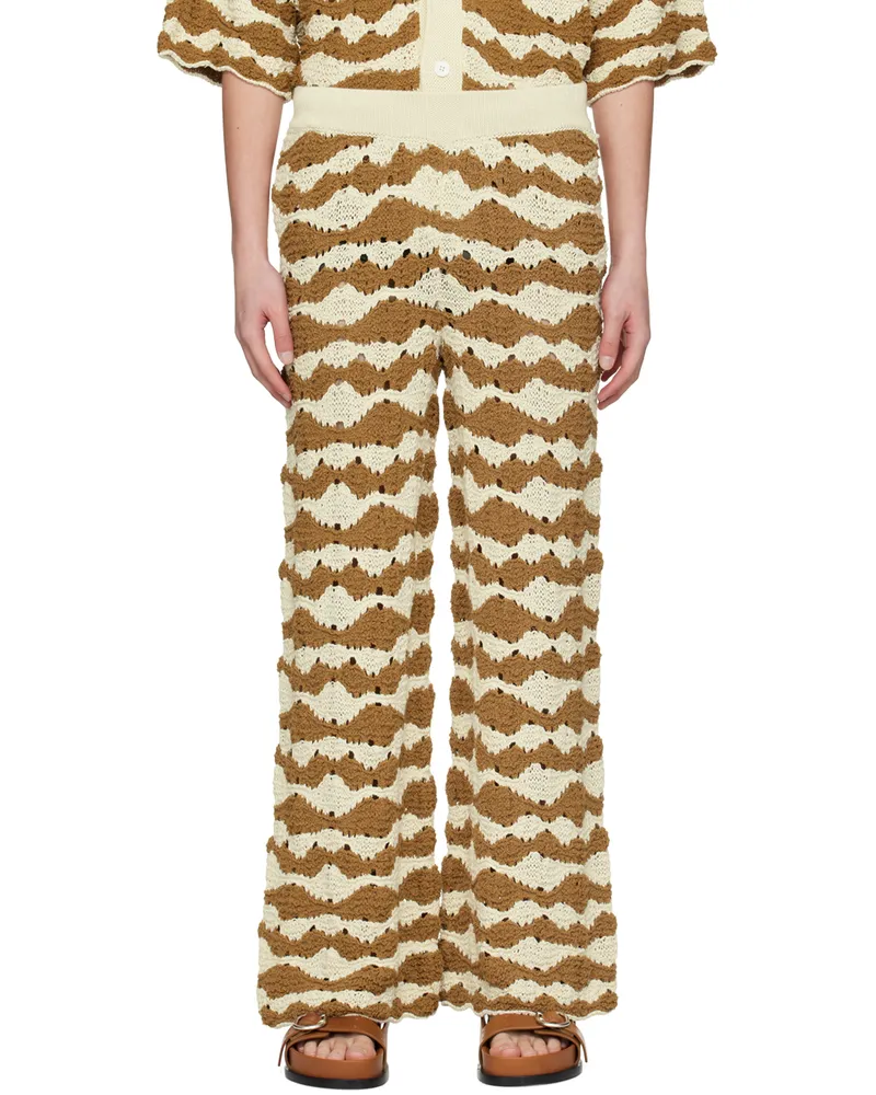 BONSAI Brown & Beige Punzonato Sweatpants Raffia