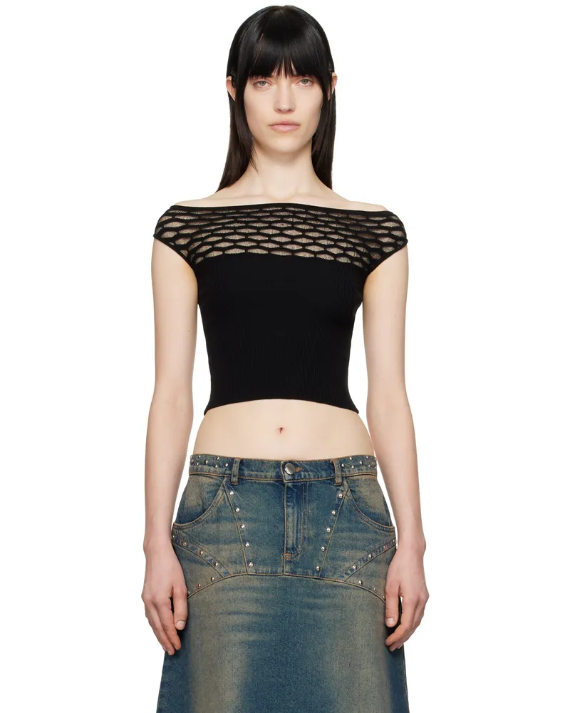 GIMAGUAS SSENSE Exclusive Black Avenue Off-Shoulder T-shirt Black
