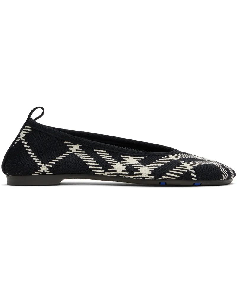Burberry Black Check Knit Baby Ballerina Flats Black