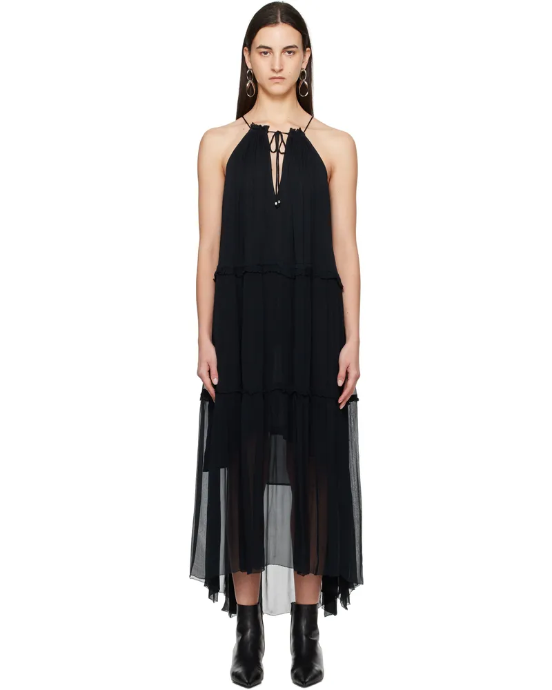 Étoile Isabel Marant Black Alita Chiffon Maxi Dress Black