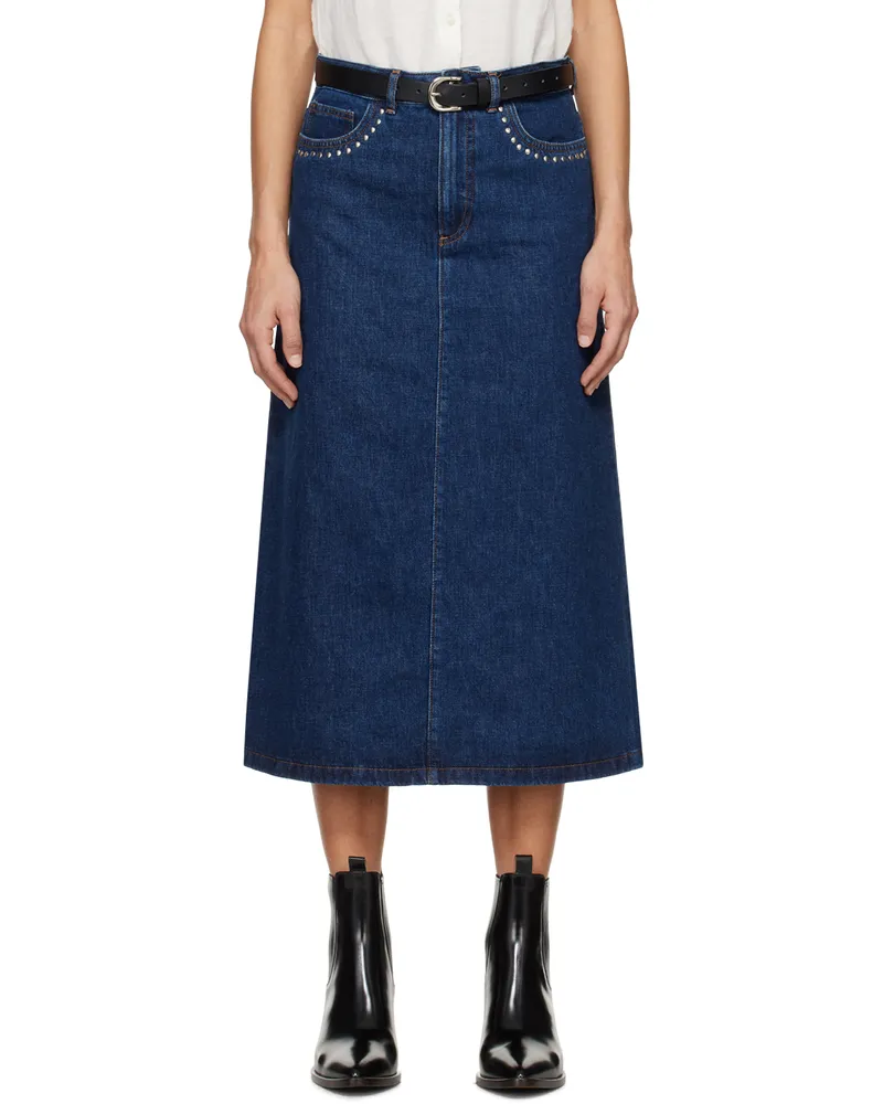 A.P.C. Indigo Redwood Denim Midi Skirt Ial