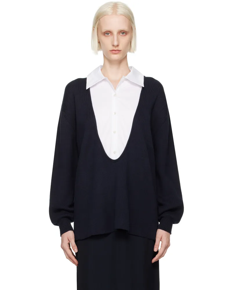 STAUD Navy Coast Sweater Nvwt