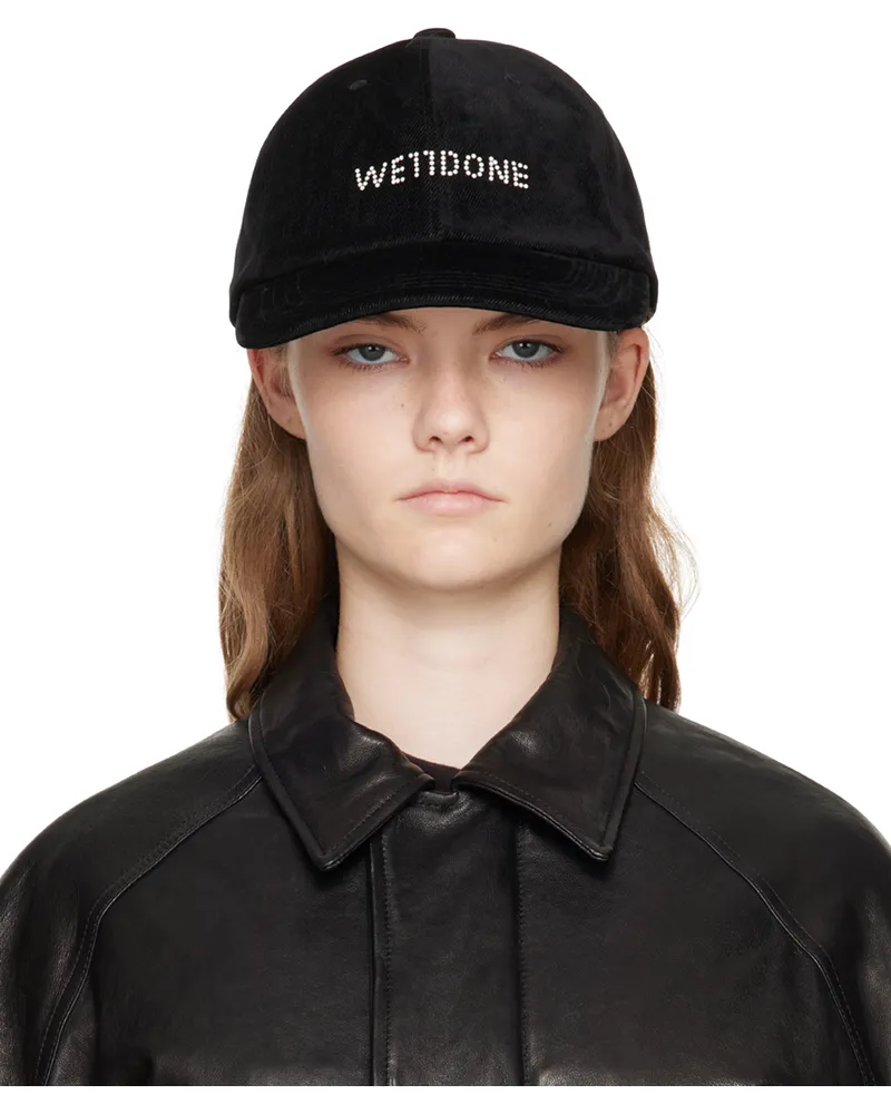 WE 11 DONE Black Velvet-Denim Cap Black