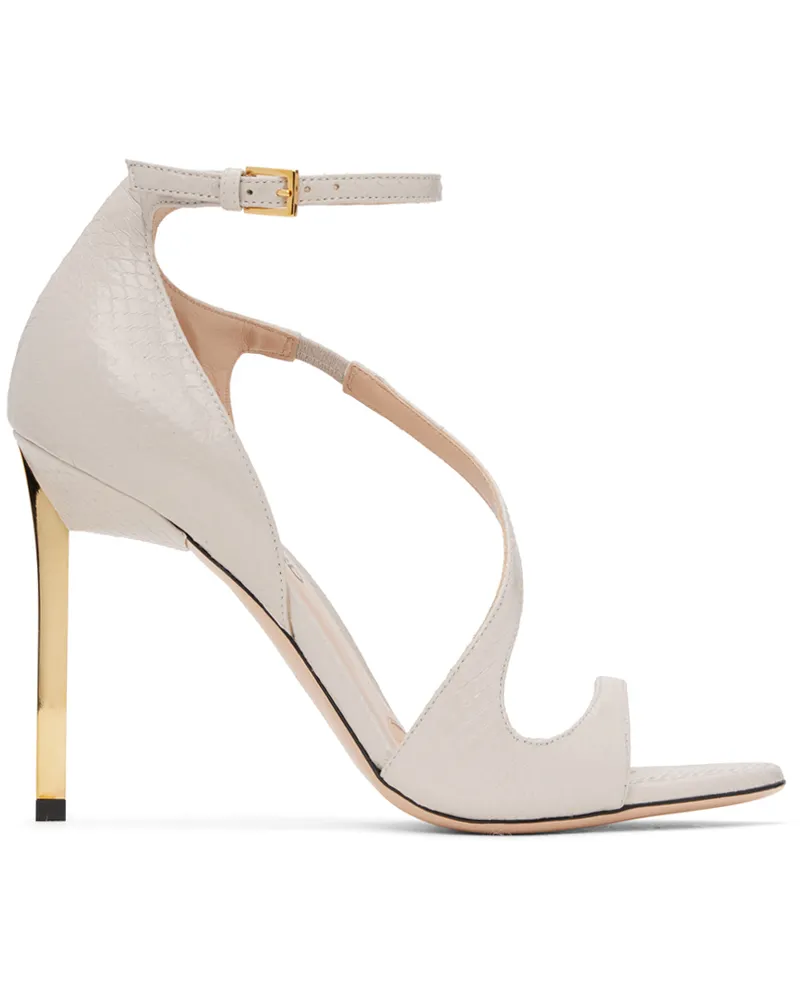 Tom Ford Gray Shiny Ayers Heeled Sandals 1g024