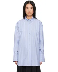 ROTATE Birger Christensen Blue Oversize Striped Shirt Blue