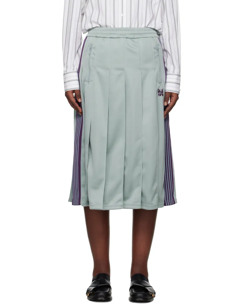 NEEDLES Blue Pleated Track Midi Skirt B-sax