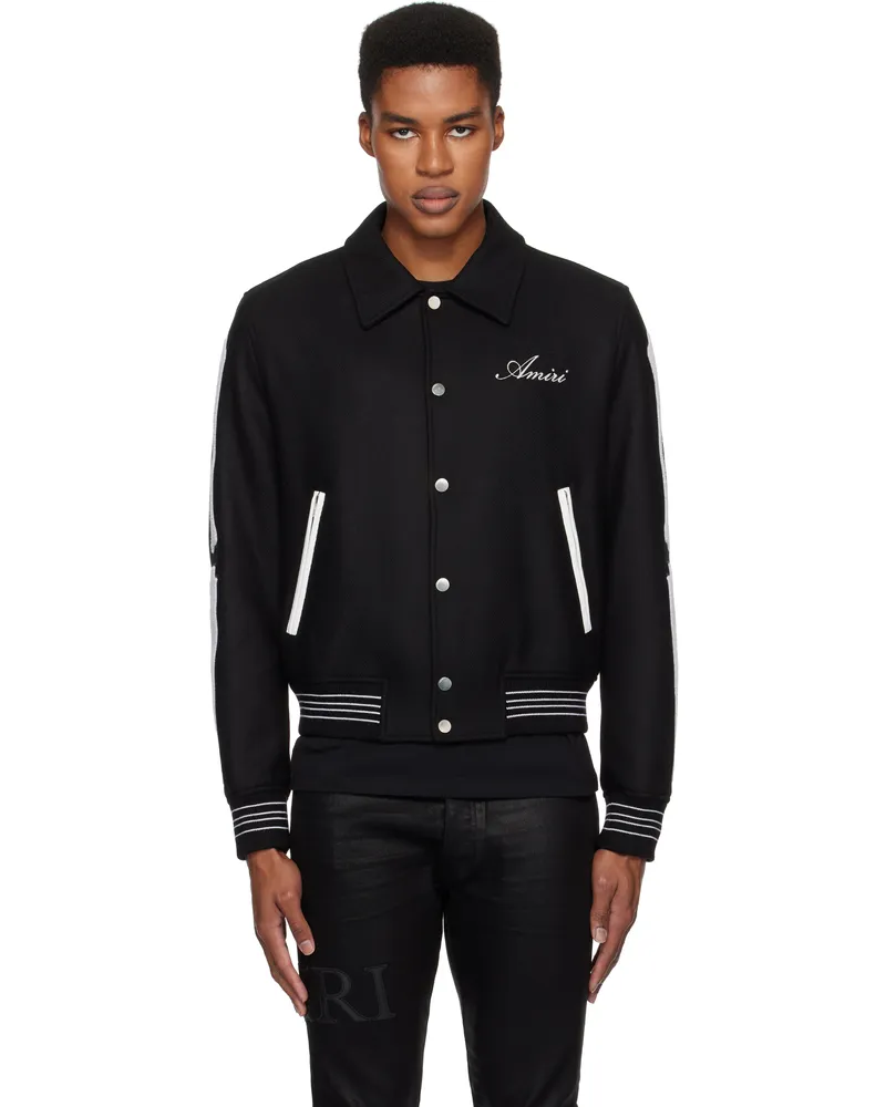 Amiri Black Bones Bomber Jacket Black