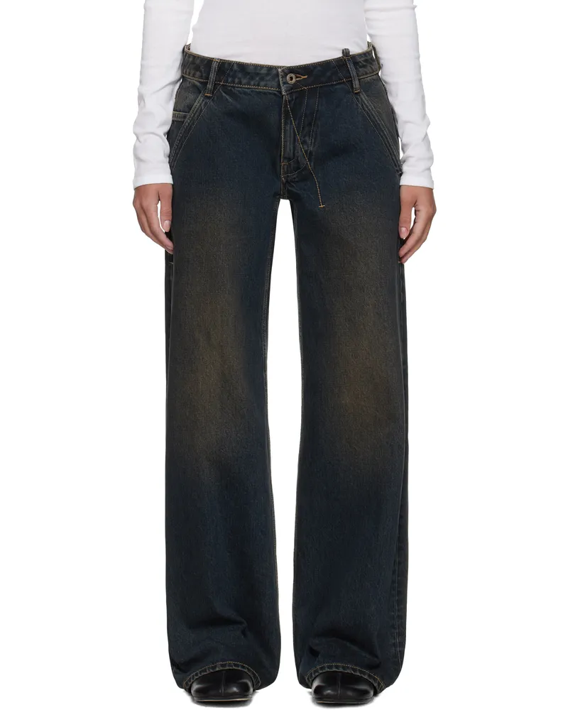 Fax Copy Express Black Basic 2 Loose Dirty Wash Jeans Black