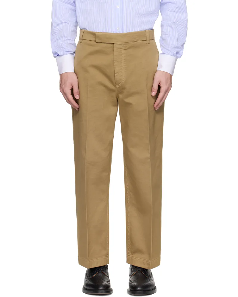 Thom Browne Khaki Cotton Twill Utility Trousers 275camel