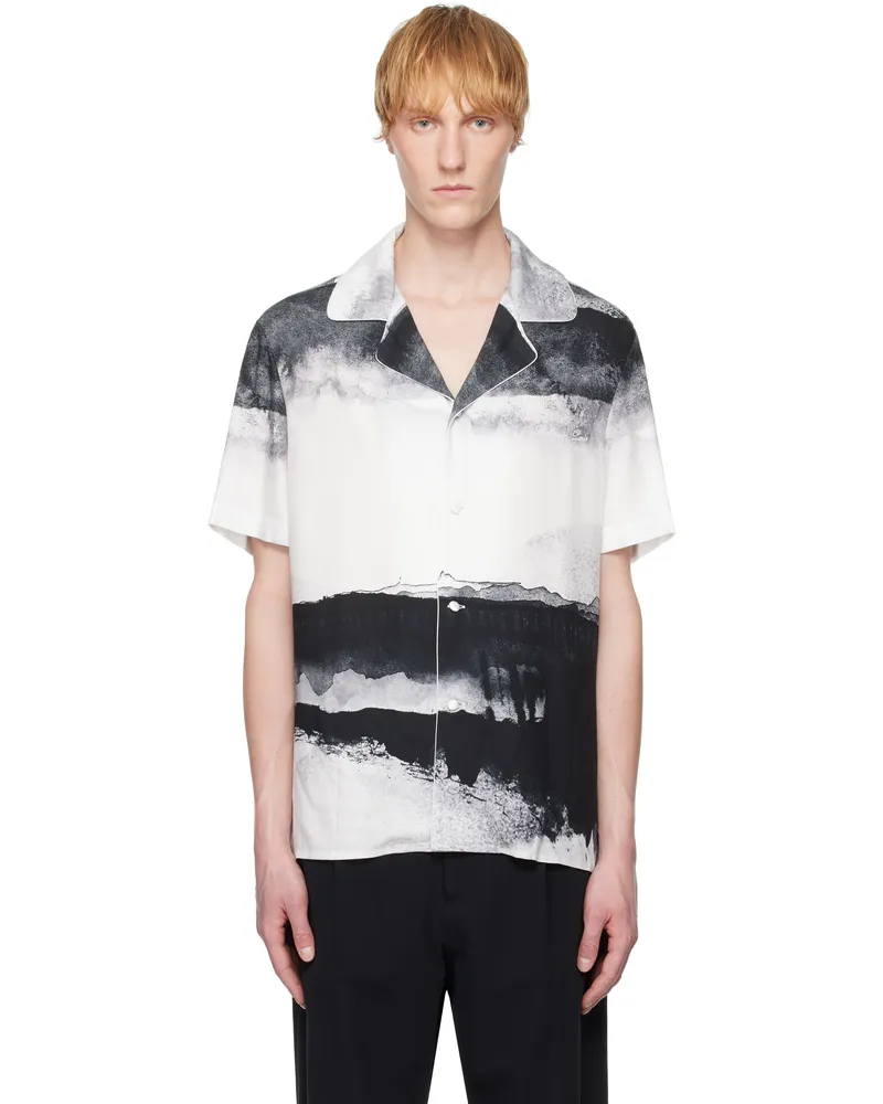 Balmain Black & White Pyjama Moon Print Shirt Gab